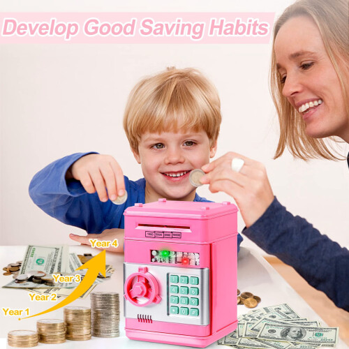 Cofrinho eletrônico com senha para crianças, capacidade para 600 moedas. 1