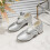 Mädchen-Absatzschuhe mit Perlen und Schleife, silberfarben, Größe 10 2