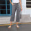 Women's linen pants, comfortable stretch  drawstring-Yellow S 2