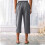 Women's linen pants, comfortable stretch  drawstring-Yellow S 3