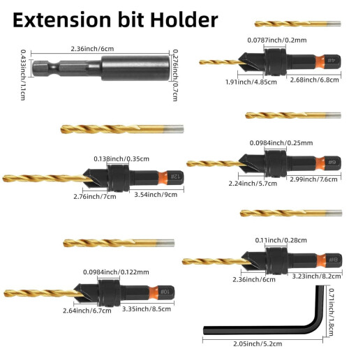 Accuracy Countersink Drill Bits for Woodworking Set with 2