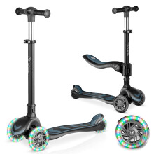 Dreirad-Kinderroller Balance-Scooter mit Sitz Nukido Flippo - schwarz