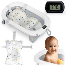 Babywanne klappbar mit Thermometer und Einsatz Ricokids RK-287 weiß-grau