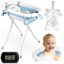 Vouwbad voor kinderen - Ricokids - Inzet voor pasgeborenen - Geïntegreerde thermometer - Wit-blauw