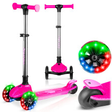 Dreirad-Kinderroller Balance-Scooter im Dunkeln leuchtend Ricokids Jelly - rosa