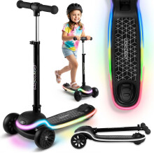 Dreirad-Kinderroller Balance-Scooter LED Ricokids Leddi - schwarz