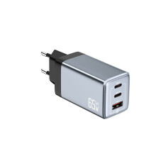 NEXTBATT 65W Fast Charger 2x USB-C/1x USB-A - Black/Gray