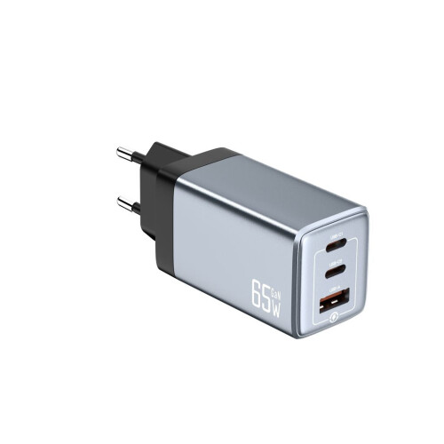 NEXTBATT 65W Fast Charger 2x USB-C/1x USB-A - Black/Gray
