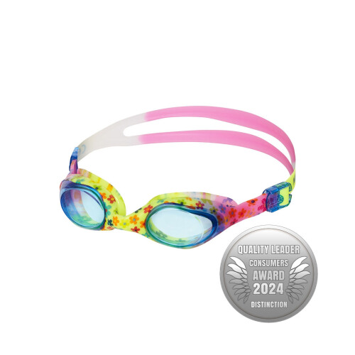 Junior-Schwimmbrille, blaue Blumen, Antibeschlag-Linse 1