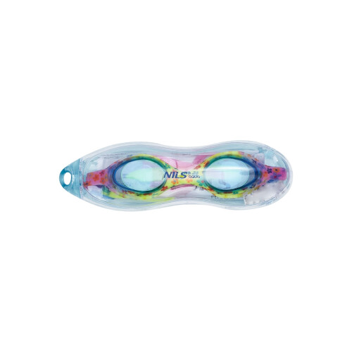 Junior-Schwimmbrille, blaue Blumen, Antibeschlag-Linse 2