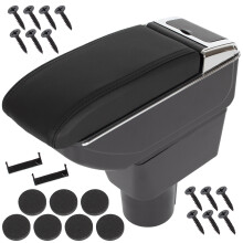 Bracciolo per Dacia Duster I 10-17 con vano portaoggetti in ecopelle nera + kit di installazione