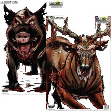 (8+8 combo pk, smokehouse/blood) Birchwood Casey Darkotic Splatter Targets visible shot 30x45cm multipack options