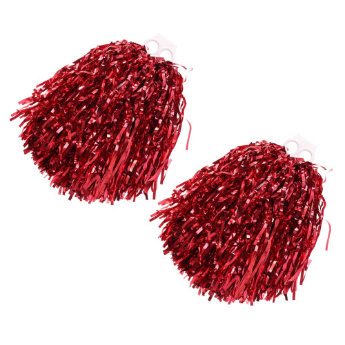 Rode plastic cheer-pompons (2 stuks)