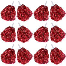 Cheerleading-Pompons, metallisch-rot, 12 Stück