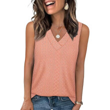 Flexible Sleeveless V Neck Top Womens Loose Fit Tank Tops-O S