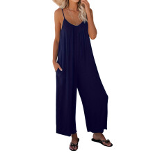 Women's loose-fitting sleeveless bodysuit with-Navy blue S