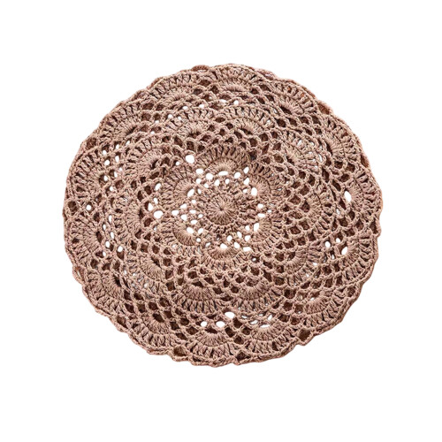 Breathable Knitted Cap Lightweight Crochet Cutout Hat-Khaki