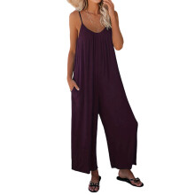 Women's loose-fitting sleeveless bodysuit with-Purple M