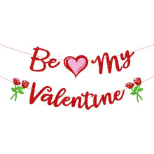 Valentinsdag glitterhjertebanner ferdig opphengt