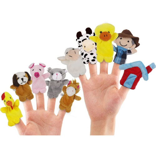 10 τεμάχια μαριονέτες Farm Finger Puppets για την ώρα του παραμυθιού
