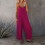 Women's loose-fitting sleeveless bodysuit with adjustable-Red S 3
