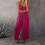 Women's loose-fitting sleeveless bodysuit with adjustable-Red S 4