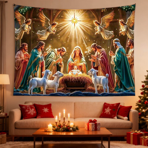 Weihnachtskrippen-Sternenhimmel-Banner 150x200cm 1