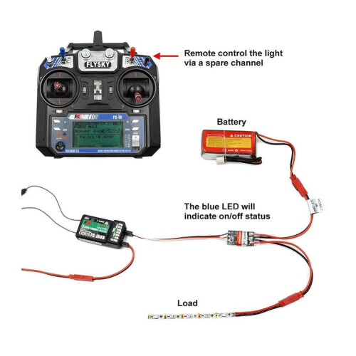 Interruptor eletrônico liga/desliga AUX remoto RC com JST macho e 2