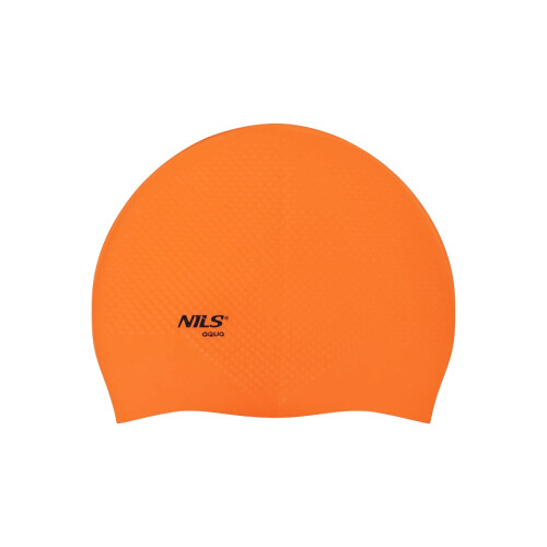 Orangefarbene Silikon-Badekappe, einfarbig, Punkte-Design 2