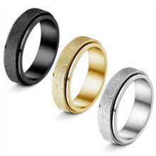 Conjunto de 3 Anéis Giratórios em Aço Inoxidável – Lua, Estrela,