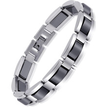 Magnetische herenarmband van zwart roestvrij staal met