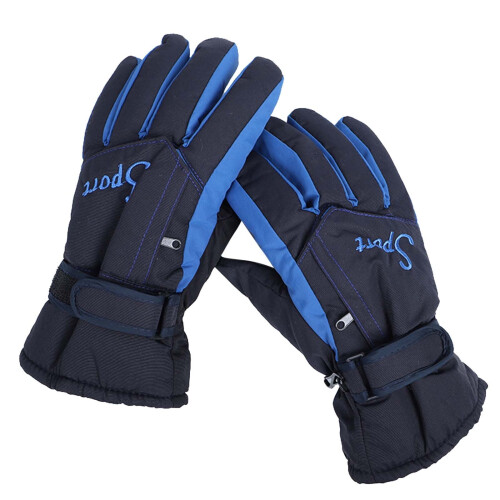 Wasserdichte Thermo-Skihandschuhe mit Touchscreen – Marineblau