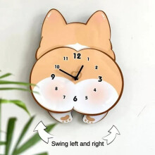 Ceas de perete decorativ silențios cu desene animate Corgi pentru cameră