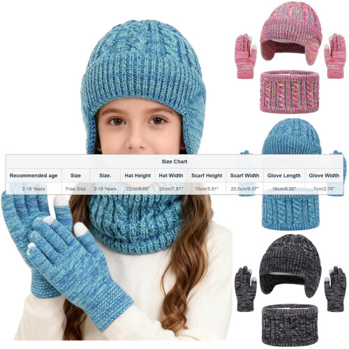 Strickmütze, Schal und Fäustlinge Set für Kinder 2