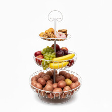 3-Tier Wire Fruit Bowl Stand - Round, Air-Circulating Design