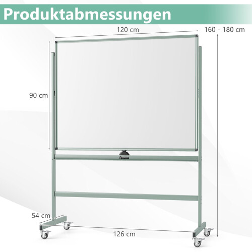 Adjustable Magnetic Double-Sided Mobile Whiteboard with Wheels 1