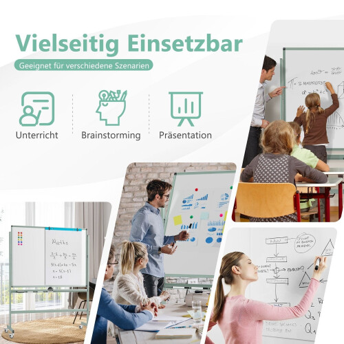 Adjustable Magnetic Double-Sided Mobile Whiteboard with Wheels 2