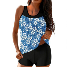 Bescheiden tankini-zwempakken voor dames Tweedelige-Blauwe S