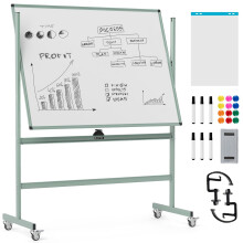 Adjustable Magnetic Double-Sided Mobile Whiteboard with Wheels