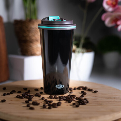 Schwarzer Thermobecher, 18 oz, isolierter Edelstahl 1