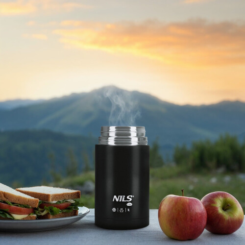 Lunch Thermos 1000ml, Zwart, Isoleerfles 2