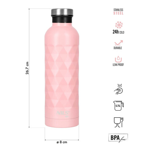 Touristische Wasserflasche, 750 ml, Rosa 1
