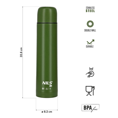 Thermos 1000 ml Grün - Isolierte Reiseflasche 1