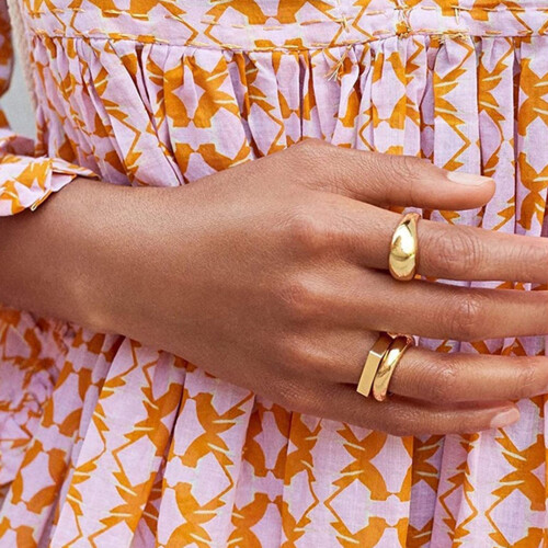 Women's Geometric Glossy Dome Ring Gold Plated Size 5–12 2