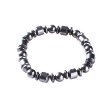 Bracciale in pietra di ferro nero, rotondo, 8 mm