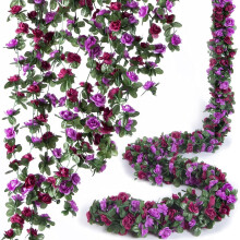 Konstgjorda rosgirlande rosa 2-pack 2,4 m styck