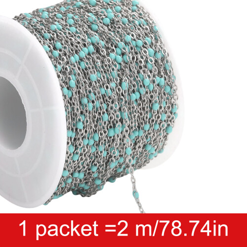 2m smykkekæde i rustfrit stål med perler 2