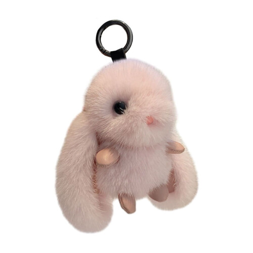 Plush Bunny Keychain Soft Fluffy Rabbit Pendant with Metal 1