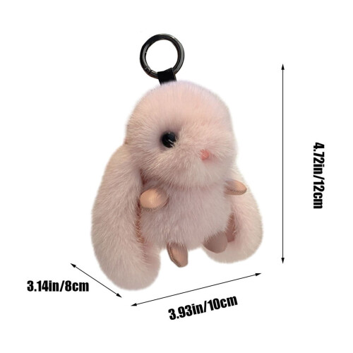 Plush Bunny Keychain Soft Fluffy Rabbit Pendant with Metal 2