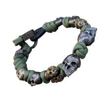 Brățară bărbătească gotică cu schelet, reglabilă, din paracord
